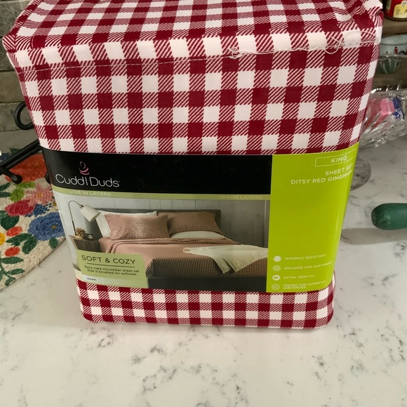Cuddl Duds Bedding Cuddl Duds Heavyweight Flannel King Size 4 Pc Sheet Setred White